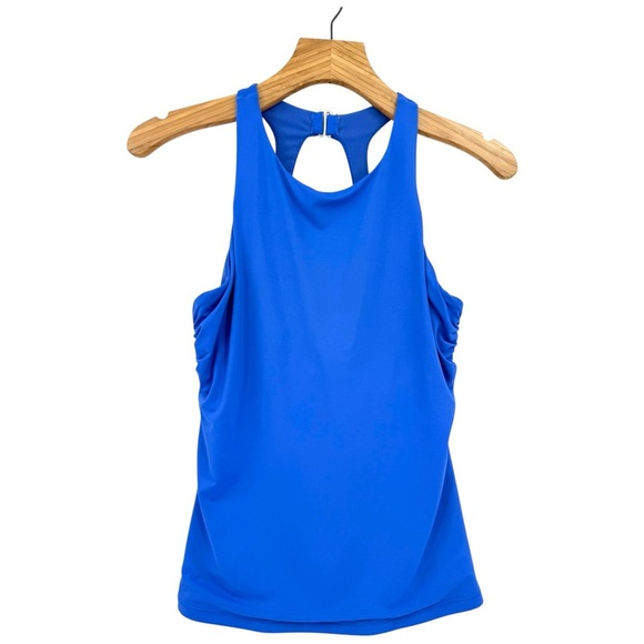 Athleta Maldives High Neck Bra Cup Tankini Swim Top in Yacht Blue Size 36D/DD - Picture 2 of 15